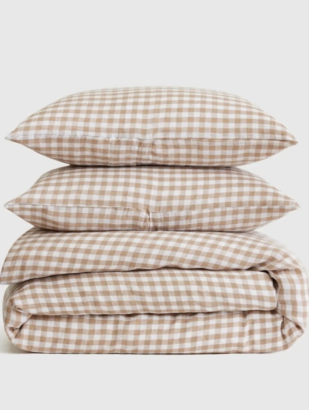 NWT! Quince European Linen Cafe Gingham Duvet Cover & 1 Sham! Sz. Twin(762)